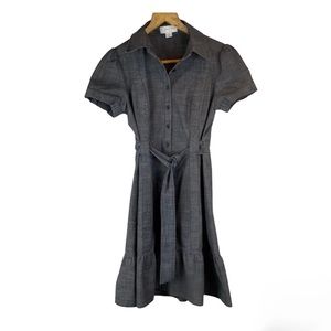 Jessica Simpson gray belted collared button down denim dress size 8